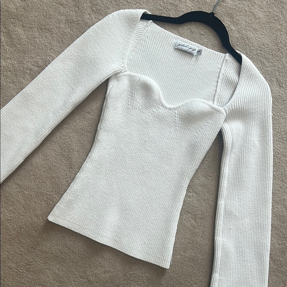 White Ribbed Knit Top